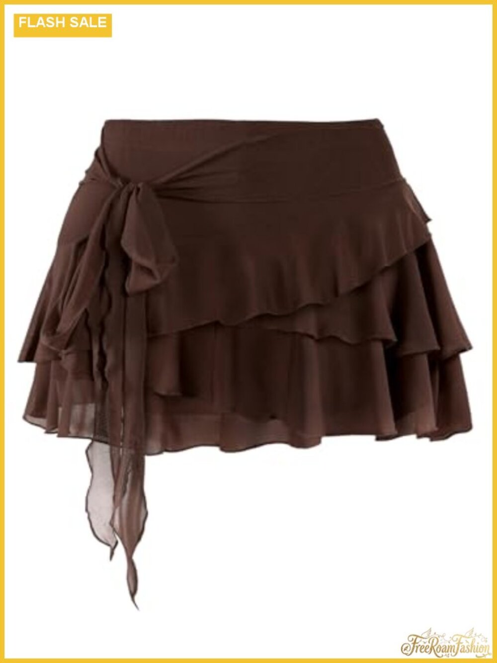 Women Mesh Ruffle Mini Skort with Built-in Shorts Flowy A-Line